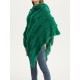 Hooded Keep Warm Solid Color Tasseled Shawl&Cloak Cape