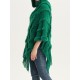 Hooded Keep Warm Solid Color Tasseled Shawl&Cloak Cape