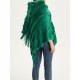 Hooded Keep Warm Solid Color Tasseled Shawl&Cloak Cape