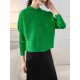 Buttoned Pleated Pockets Solid Color Long Sleeves Loose Round-Neck Outerwear