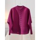 Buttoned Pleated Pockets Solid Color Long Sleeves Loose Round-Neck Outerwear