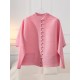 Buttoned Pleated Pockets Solid Color Long Sleeves Loose Round-Neck Outerwear