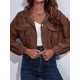 Buttoned Elasticity Pleated Long Sleeves Loose Lapel Outerwear Jackets