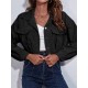 Buttoned Elasticity Pleated Long Sleeves Loose Lapel Outerwear Jackets