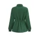 Drawstring Solid Color Velvet Zipper Long Sleeves Loose Stand Collar Outerwear