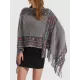 Asymmetric Tasseled Loose V-Neck Shawl&Cloak Cape