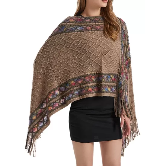 Asymmetric Tasseled Loose V-Neck Shawl&Cloak Cape