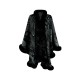 Jacquard Keep Warm Velvet Long Sleeves Loose Collarless Shawl Cape