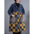 Buttoned Fringed Plaid Pockets Split-Joint Long Sleeves Loose Notched Collar Denim Outerwear