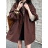 Pockets Solid Color Long Sleeves Loose Stand Collar Trench Coats Outerwear