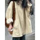 Pockets Solid Color Long Sleeves Loose Stand Collar Trench Coats Outerwear