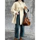 Pockets Solid Color Long Sleeves Loose Stand Collar Trench Coats Outerwear