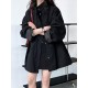 Pockets Solid Color Long Sleeves Loose Stand Collar Trench Coats Outerwear