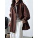 Pockets Solid Color Long Sleeves Loose Stand Collar Trench Coats Outerwear