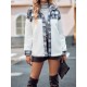 Buttoned Plaid Split-Joint Velvet Long Sleeves Loose Lapel Outerwear