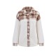 Buttoned Plaid Split-Joint Velvet Long Sleeves Loose Lapel Outerwear