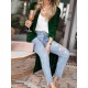 Pockets Solid Color Split-Joint Velvet Long Sleeves Loose Collarless Outerwear