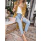 Pockets Solid Color Split-Joint Velvet Long Sleeves Loose Collarless Outerwear