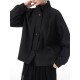 Buttoned Elasticity Pleated Long Sleeves Loose Stand Collar Outerwear Jackets