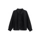 Buttoned Elasticity Pleated Long Sleeves Loose Stand Collar Outerwear Jackets