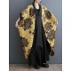 Flower-Embellished Chinese Frog Buttons Pleated Split-Joint Batwing Sleeves Loose V-Neck Outerwear