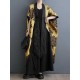 Flower-Embellished Chinese Frog Buttons Pleated Split-Joint Batwing Sleeves Loose V-Neck Outerwear