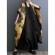 Flower-Embellished Chinese Frog Buttons Pleated Split-Joint Batwing Sleeves Loose V-Neck Outerwear