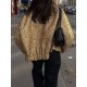 Elasticity Sequined Split-Joint Long Sleeves Loose Stand Collar Outerwear