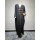 Contrast Color Muslim Split-Joint Loose V-neck Muslim Abaya Cover-Ups Tops