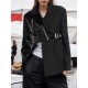 Asymmetric Solid Color Split-Joint Zipper Irregularity Long Sleeves Notched Collar Outerwear Blazer