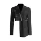 Asymmetric Solid Color Split-Joint Zipper Irregularity Long Sleeves Notched Collar Outerwear Blazer