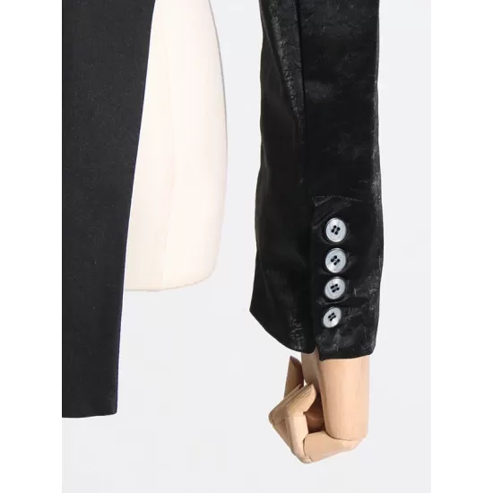 Asymmetric Solid Color Split-Joint Zipper Irregularity Long Sleeves Notched Collar Outerwear Blazer