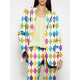 Long Sleeves Loose Buttoned Pockets Printed Shoulder Pad Notched Collar Blazer Jackets&Coats Outerwear