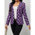 Houndstooth Pockets Long Sleeves Loose V-neck Outerwear Blazer