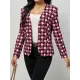 Houndstooth Pockets Long Sleeves Loose V-neck Outerwear Blazer