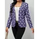 Houndstooth Pockets Long Sleeves Loose V-neck Outerwear Blazer