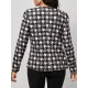 Houndstooth Pockets Long Sleeves Loose V-neck Outerwear Blazer