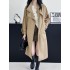 Buckle Pockets Solid Color Split-Back Tied Waist Long Sleeves Loose Lapel Trench Coats