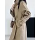 Buckle Pockets Solid Color Split-Back Tied Waist Long Sleeves Loose Lapel Trench Coats