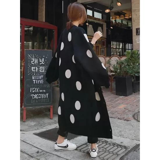 Loose Polka-dot Printed Long Cover-up