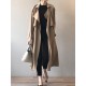 Khaki&Black Vintage Notched Collar Thin Trench Coat