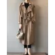 Khaki&Black Vintage Notched Collar Thin Trench Coat