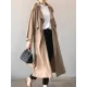 Khaki&Black Vintage Notched Collar Thin Trench Coat