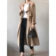 Khaki&Black Vintage Notched Collar Thin Trench Coat