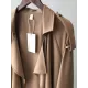 Khaki&Black Vintage Notched Collar Thin Trench Coat