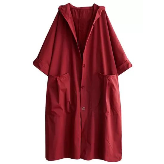 Original Solid Hooded Trench Coats