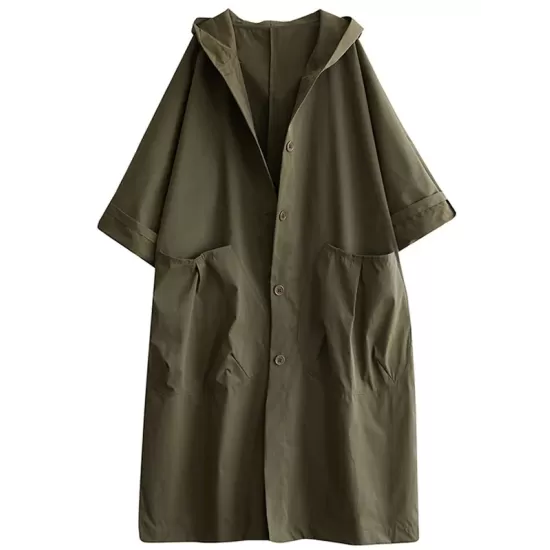 Original Solid Hooded Trench Coats