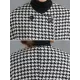 Loose Houndstooth Buttoned Round-Neck Long Sleeves Woolen Coat