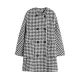 Loose Houndstooth Buttoned Round-Neck Long Sleeves Woolen Coat