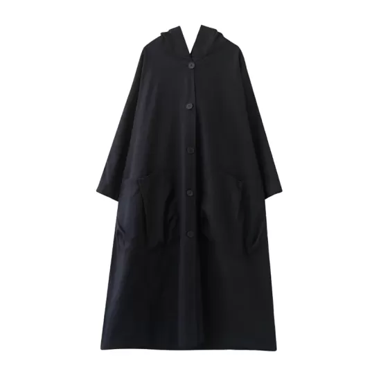 Loose Hooded Trench Long Coat